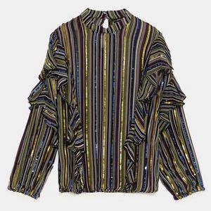 Zara Striped Top with Sequins